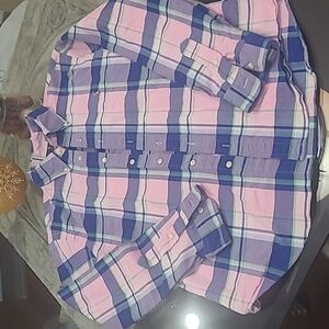 RALPH LAUREN MEN'S  SLIM FIT SYRETCH OXFORD CHECKERED COLAR SHIRT M